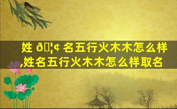 姓 🦢 名五行火木木怎么样,姓名五行火木木怎么样取名